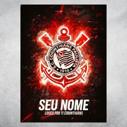 Corinthians Placa Decorativa GRANDE Presente Personalizado Com Nome Com Dupla-Face 50x70cm