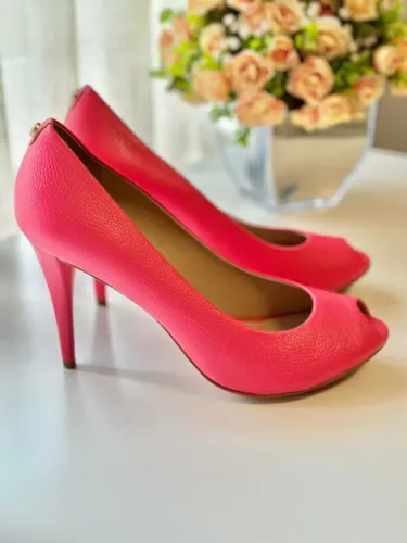 peep toe couro legítimo rosa pink, jorge bischoff, 39.