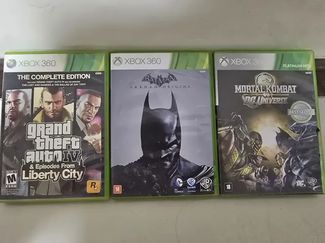 Lote de jogos xbox 360 batman , gta e mortal kombat