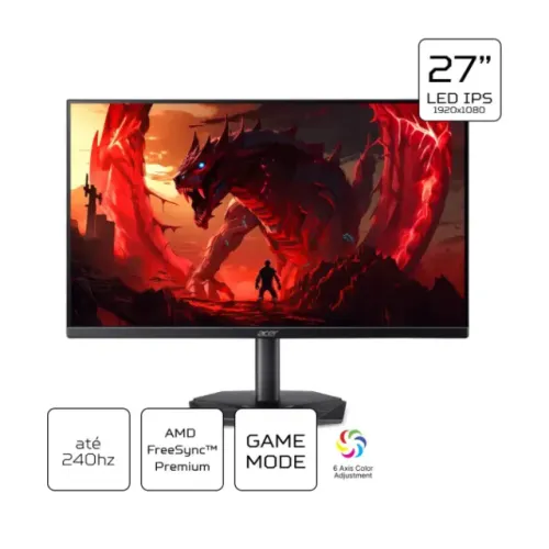 Monitor Gamer Acer Nitro KG270 M5 27" IPS 240Hz 0,5ms HDR10 - NOVO (Loja Física)