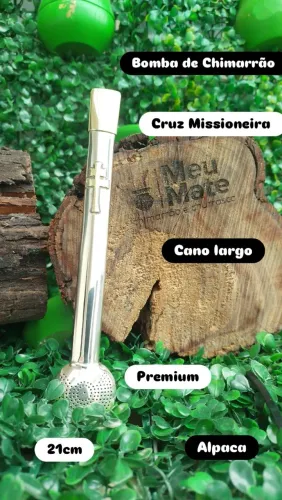 Bomba de Chimarrão Larga em Alpaca Premium