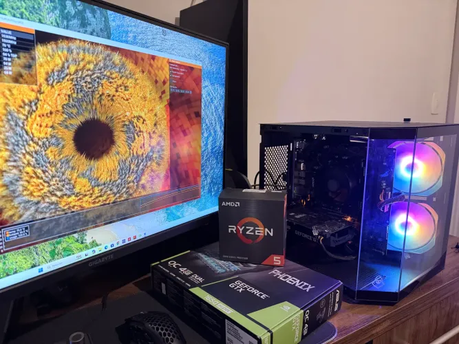 PC Gamer Ryzen 5 5600X + GTX 1650 Super + B450 + Gabinete Aquário (Com Caixas)