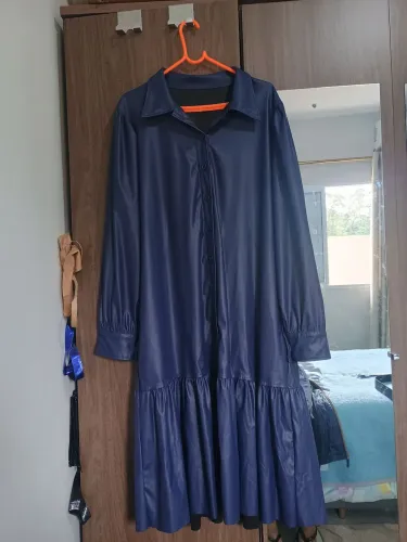 Vestido azul de couro ecológico Tam GGG