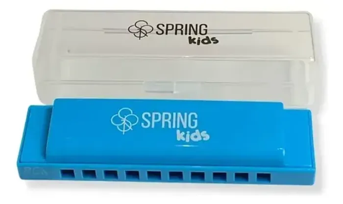 Gaita Iniciante Infantil Spring Kids 041 Azul 10 Furos com Estojo
