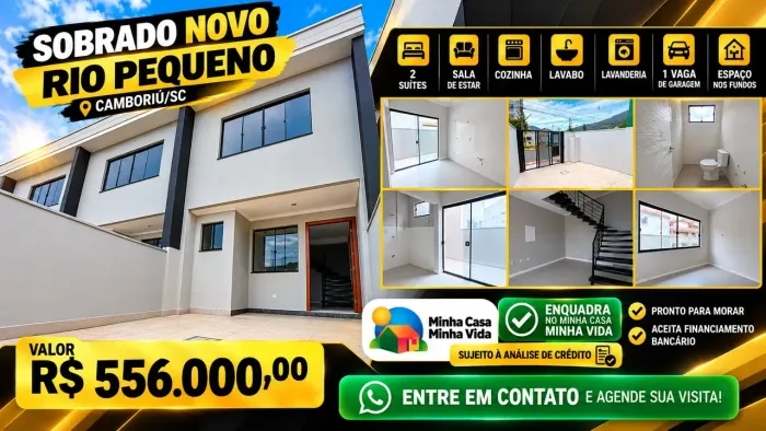 SOBRADO NOVO R$ 556 MIL Pode ser financiado pelo Minha Casa, Minha Vida