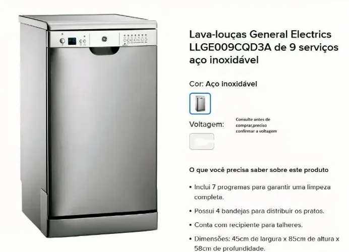 Lava Louças GE Nove Serviços INOX  127V praticamente Nova!