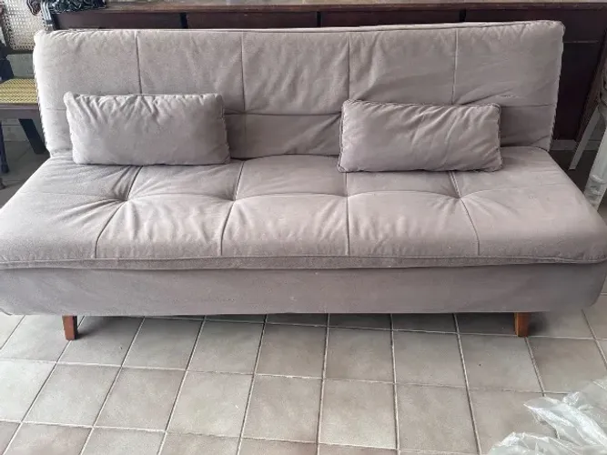 Sofá cama reclinável cinza