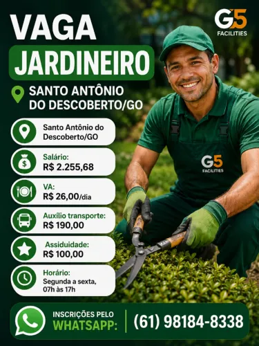 Jardineiro (a) em Santo Antonio do Descoberto/GO