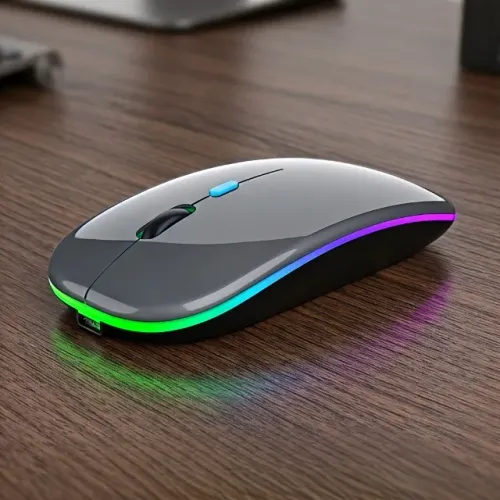 Mouse Sem Fio Recarregável RGB 2.4GHz com DPI Ajustável e Bateria 500mAh