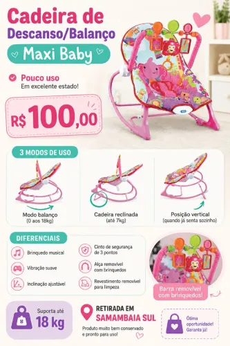 Cadeira de Descanso/Balanço Maxi Baby - Pouco Uso