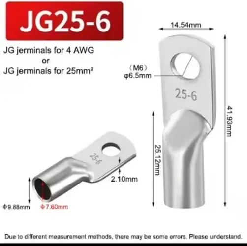 Terminal 4 AWG 25 MM² Furo M6 cobre puro estanhado 