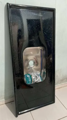 Pia marmorite preto com inox disponível 
