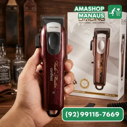 Máquina de Cortar Cabelo Profissional Darling Marrom Sem Fio