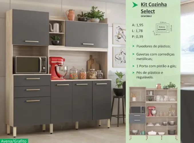 Armário de cozinha Select 1,78m - Promoção 