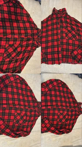 Camisa xadrez feminina vermelha e preto 