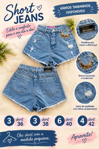 Lote com 16 Shorts Jeans Femininos Novos - Para Revenda<br>