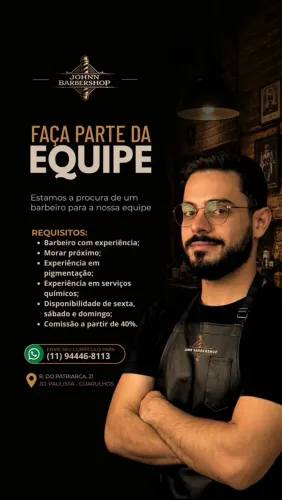 VAGA PARA BARBEIRO PRÓXIMO AO ZOOLÓGICO DE GUARULHOS
