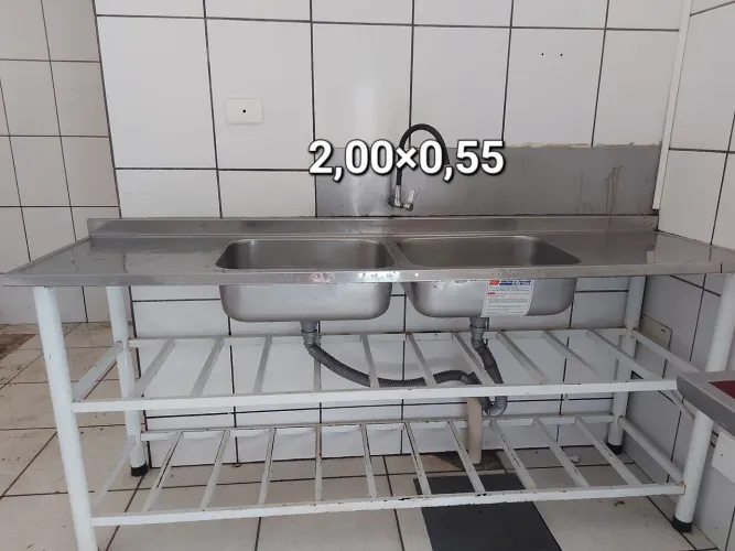 Pia inox industrial 2 cubas