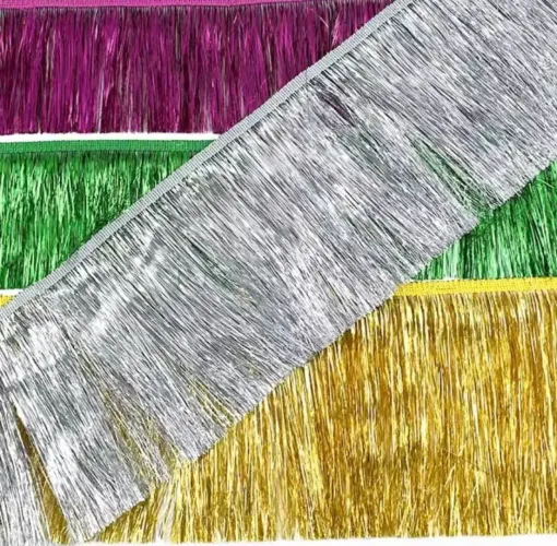 Saia de franja metalizada para o Carnaval