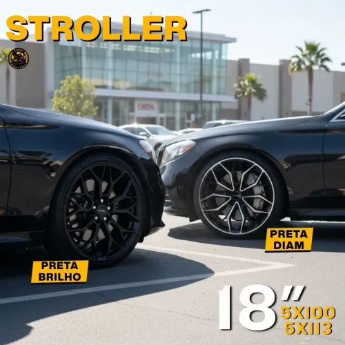 Rodas Esportivas aro 18 Stroler Black piano e diamantada novas