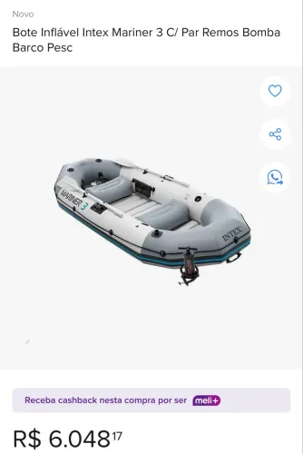 Bote Mariner 3 Intex C/ Remo + Bomba De Ar 3 Pessoas 400kg