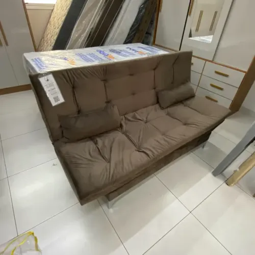 Sofá Cama Agatha Casal 3 Lugares com Encosto Reclinável Aifos