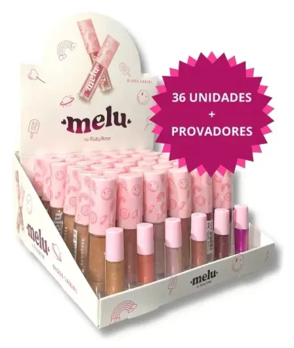 Gloss Labial Pigmentado Brilhante Melu Ruby Rose Box 36 Und Cor Multicolorido