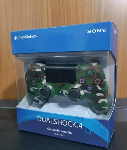 Controle PS4 - Sem Fio - 1ª Linha - Camuflado Verde - Novo