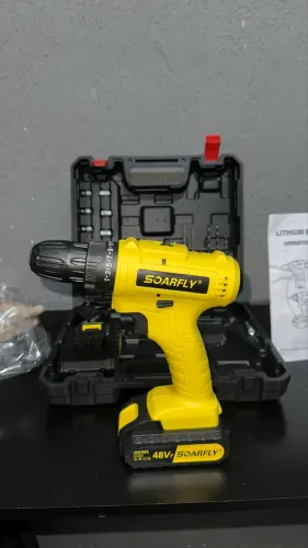 Furadeira Parafusadeira Sem Fio 48V SOARFLY + Kit Completo