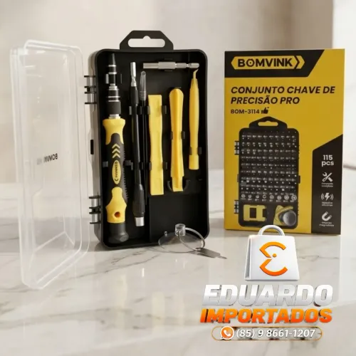 Kit com 115 Peças Chaves de Precisão PRO para Reparos, Celular, Relógio, iPhone, Videogame