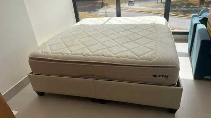 Cama Baú Pilate New 193 X 203 com colchão Atlas 562 193 x 203 x 32