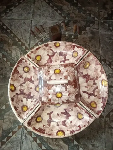 Linda petisqueira vintage floral da década de 80