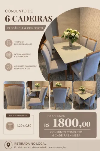 MESA DE JANTAR COM 6 CADEIRAS - OPORTUNIDADE