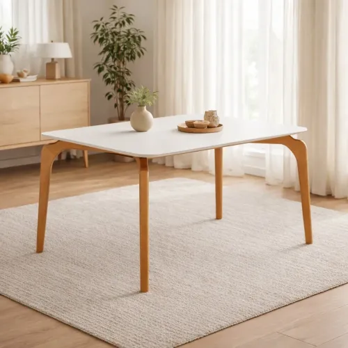 Mesa Jantar 120 Tampo C/Vidro) Cinamomo/Off White tt333
