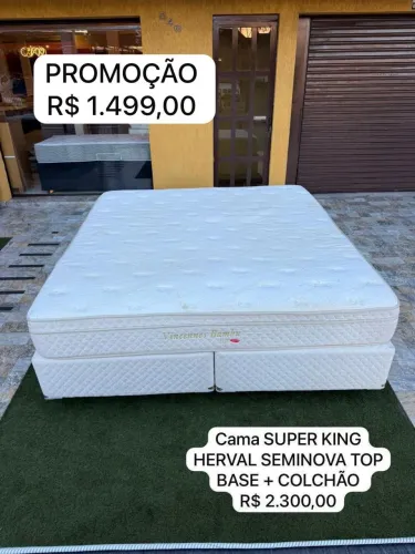 Cama KING HERVAL COM COLCHÃO SEMINOVO - Entrego!