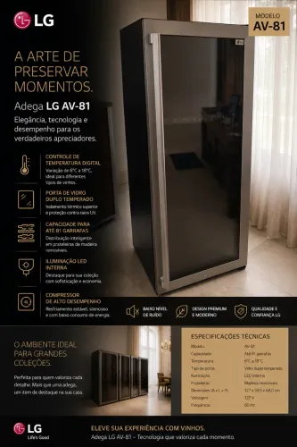 Vendo Adega LG 81 garrafas