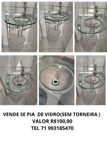 Pia de vidro para banheiro