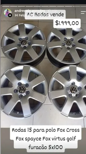 Rodas 15 originais Volkswagen furacão 5x100