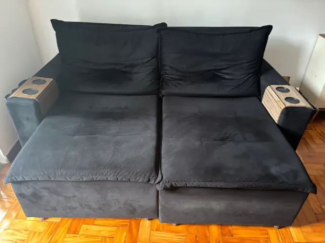 Sofá Retrátil e Reclinável 2 Lugares (Preto) - Super Confortável!