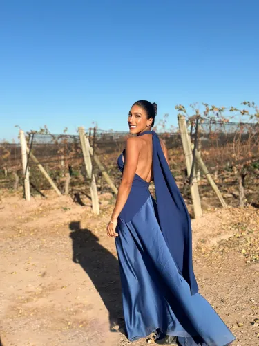 Vestido de festa azul (38-P)