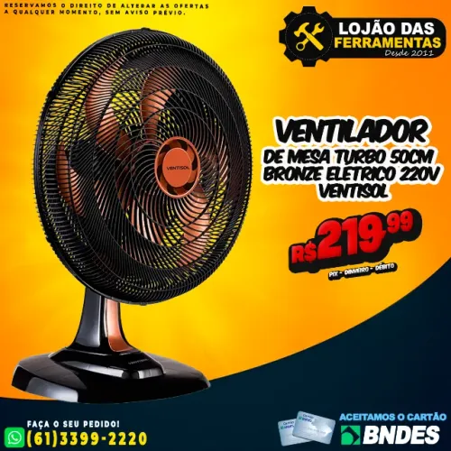 Ventilador de Mesa Turbo 50Cm Bronze 220v Ventisol