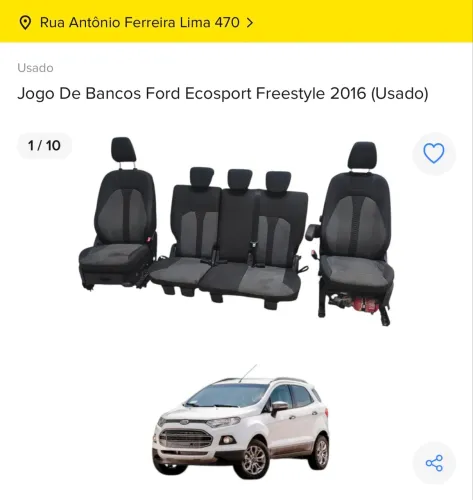 JOGO DE BANCOS FORD ECOSPORT FREESTYLE 2016 
