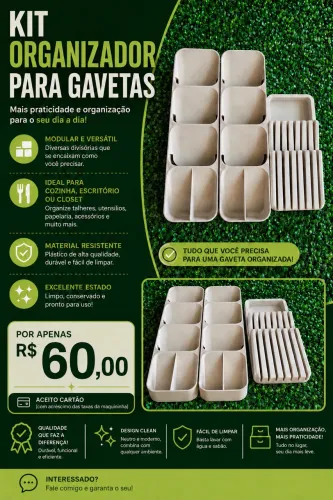 Kit Organizador para Gavetas - Modular e Versátil
