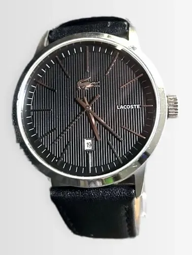 Relógio Lacoste - Mostrador Preto Texturizado - Couro - Original
