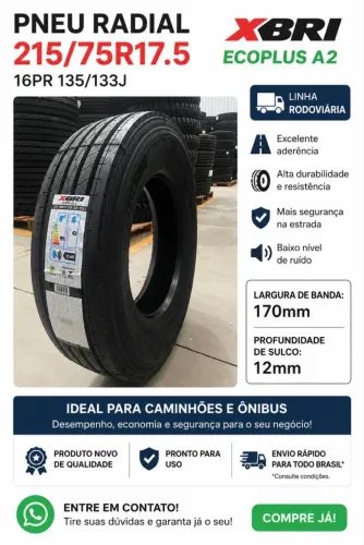 Pneu Radial XBRI Ecoplus A2 215/75R17.5 16PR Novo - Linha Rodoviária