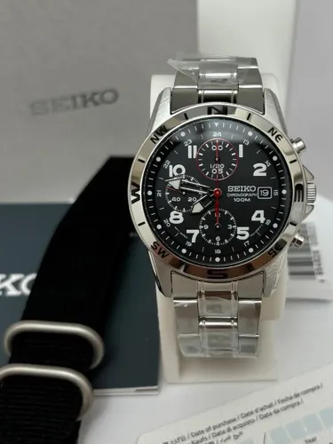 Relógio Seiko SND375P Cronógrafo 38mm Preto | 2 Pulseiras | Novo Full Set | Made in Japan