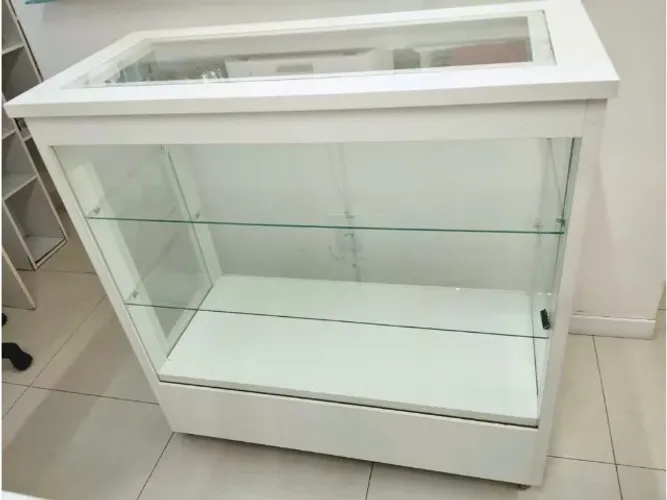Vitrine Expositora de Vidro Branca com Gavetão - Excelente Estado
