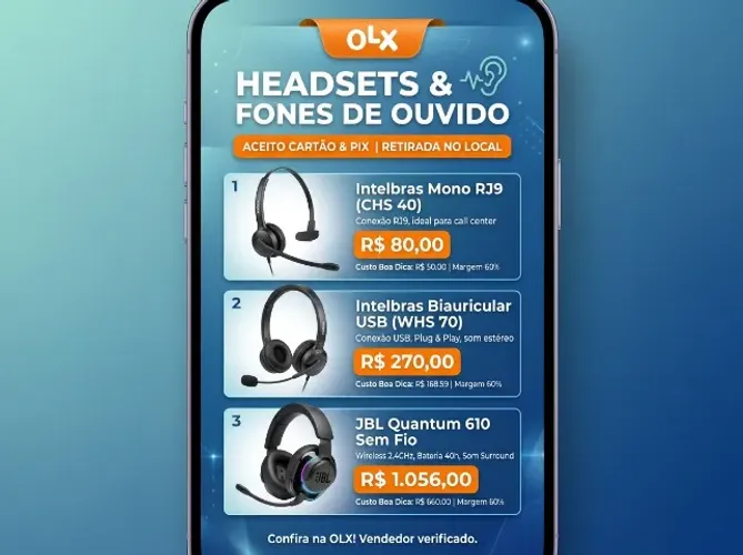 Headsets Intelbras RJ9 / USB e JBL Quantum 610 Wireless - Novos na Caixa