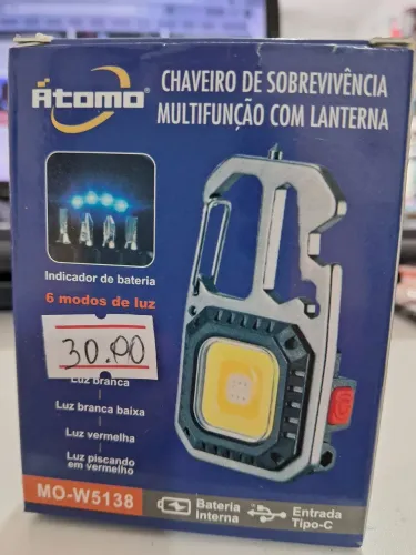 Chaveiro de Sobrevivência Multifunção com Lanterna Atomo MO-W5138