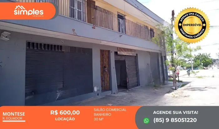 Imóvel para aluguel tem 30 metros quadrados em Montese - Fortaleza - CE